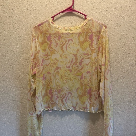 BP Yellow and Pink Patterned Mesh Top - Picture 5 of 6